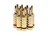 Monoprice Gold Plated Speaker Banana Plugs  5 Pairs  Closed Screw Type, For Speaker Wire, Home Theater, Wall Plates And More