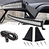 50 inch 288W LED Curved Light Bar Spot/Flood Combo Beam & Upper Roof Windshield Pro-fit Cage Mounting Brackets w/Wiring Kit Compatible with Polaris Ranger 570 900 1000 XP Full-Size