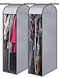 MISSLO 54" Narrow Hanging Garment Bags for Storage Well Sealed Clothes Dust Cover with Large Clear Window and 2 Zippers Opening for Suit Coat Closet Rack (Rack not Included), 2 Packs