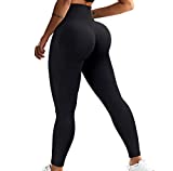 RUUHEE Women Peach Lift Seamless Workout Leggings High Waisted Scrunch Butt Yoga Pants Tights (Small,B-Black)