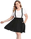 HDE Plus Size Suspender Skirt 1X-4X Elastic Waist Overall Pinafore Skater Skirts (Gothic Black, 4X)