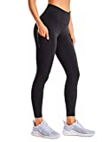 CRZ YOGA Women's Naked Feeling Workout Leggings 25 Inches - High Waisted Yoga Pants with Side Pockets Athletic Running Tights Black Small