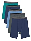 Fruit of the Loom Men's Micro-Stretch Long Leg Boxer Briefs, assorted, Large - Pack of 5