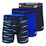 New Balance Men's 6" Boxer Brief Fly Front with Pouch, 3-Pack, Pigment/Team Royal/Bolt Flare, Large