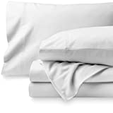 Bare Home Flannel Sheet Set 100% Cotton, Velvety Soft Heavyweight - Double Brushed Flannel - Deep Pocket (Queen, White)