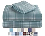 Morgan Home Cotton Turkish Flannel Sheets 100% Brushed Cotton for Supreme Comfort - Deep Pockets - Warm and Cozy, Great for All Seasons (REO Plaid, King)