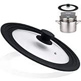 Universal Lid for Pots, Pans and Skillets - Tempered Glass with Heat Resistant Silicone Rim, Fits 6.5", 7" and 8" Diameter Cookware