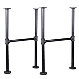 MUZIK 2 Pack 30 Inch Industrial Table Leg Set, Grey Steel Metal Pipes Vintage Furniture, for Coffee and End Table Legs, 30 in H x 14 in W