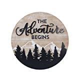 NIKKY HOME 22" The Adventure Begins Vintage Wood Wall Camping Art Sign Cabin Decor