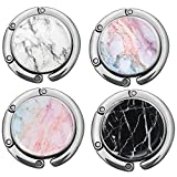 Foldable Purse Hook Womens Bag Table Hanger Collection Desk Hooks for Purse (4pack Marble-Hook)