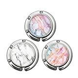 Foldable Purse Hook Handbag Hangers for Table, Purse Hanger Holder for Tables,Women's Handbag Storage Folding Decor Table Hook (Marbles 3pcs)