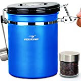 HOMICHEF 22 oz BLUE Coffee Canister Airtight with Scoop and 1-Way CO2 Valve for Ground Coffee - Large Stainless Steel Coffee Canisters with Airtight Lids - Airscape Coffee Bean Canister Airtight