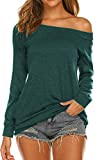 Womens Tops Long Sleeve T Shirt Off The Shoulder Blouse Green S