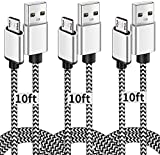 Deegotech Micro USB Cable, 10ft 3-Pack Extra Long Android Charger Cable, Nylon Braided Phone Charger Cords Fast Charging for Samsung Galaxy S7 Edge S6 S5, Android Phone, LG