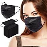 Black Disposable Face Mask 100 Pack 3 Ply Breathable Dust Masks for Adults