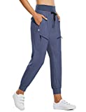 BALEAF Women's Lightweight Jogger Hiking Pants with Zipper Pockets High Waist Quick Dry Blue M