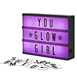 My Cinema Lightbox - RGB Color Changing Cinema Light Box Mini - 100 LED Light Letters and Numbers - Personalized Neon Signs as Novelty Lighting, Your own Light Box Sign, Marquee Light Up Letters Box