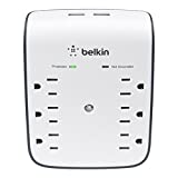 Belkin 6-Outlet USB Surge Protector, Wall Mount - Ideal for Mobile Devices, Personal Electronics, Small Appliances and More (900 Joules)