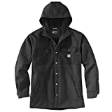 Carhartt Men's Rain Defender Relaxed Fit Heavyweight Hooded Shirt Jacket, Black Heather, Medium