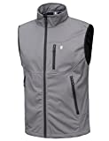 Little Donkey Andy Men's Lightweight Softshell Vest, Windproof Sleeveless Jacket for Travel Hiking Running Golf Gray XL