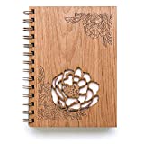 Peonies Wood Journal [Notebook, Sketchbook, Spiral Bound, Blank Pages, Gifts for Her, Christmas, Holiday, Stocking Stuffers]