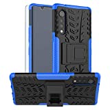 SKTGSLAMY LG Velvet Case,with HD Screen Protector, [Shockproof] Tough Rugged Dual Layer Protective Case Hybrid Kickstand Cover for LG Velvet 5G (Blue)