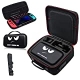 LOPIZH Upgraded 2-in-1 Design Large Black Carrying Case for Nintendo Switch, Protective Portable Travel Hard Shell Case for Console, 31 Game Card Slot, Pro Controller, Dock, AC Adapter, Shoulder Strap