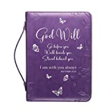 Bible Covers for Women and Girls - Leather Bible Case Bag Large and Medium Size Fits Books Up to 10.1 x 7 x 1.9 Inches - Gift for Women Bright Goods by DEHITE - Purple Faux PU Leather Bible Accessory