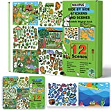 Reusable Sticker Book for Kids- Innovative Side by Side Design- Toddler Reusable Sticker Activity Book for Girls & Boys(12 Scenes)