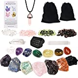 Real Crystals and Healing Stones, 7 Chakra Stones Set,Black Tourmaline Crystals,Spiritual Crystals for Metaphysical Supplies,Witchcraft,Grid,Meditation, Reiki,Manifestation (Crystals for Beginners)