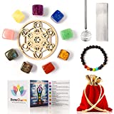 BeneCharm Healing Crystal Set, 13PCS Chakra Crystal Healing Stones Kit Include 9 Tumbled Stones, Lava Bracelet, Crystal Grid, Selenite, Cage Pendant Neck for Yoga, Meditation and Spiritual Gift …