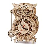 ROBOTIME 3D Wooden Puzzle Mechanical Gear Clock Owl Model Kits for Teens and Adults