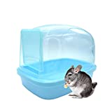 kathson Dwarf Hamster Bathroom, Chinchilla Sauna Room Plastic Sand Bath House Ideal for Gerbils, Hedgehog, Squirrel and Other Small Animals (Blue)