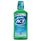 ACT Restoring Zero Alcohol Fluoride Mouthwash 33.8 fl. oz. Strengthens Tooth Enamel, Mint Burst