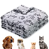 Soft Dog Blanket, Warm Puppy Blanket Cat Kitten Throw, Medium & Small Fluffy Pet Bed Blanket, Cute Paw Print Pet Blanket for Furniture, Couch Sofa, Newborn Pets Essentials & Gifts