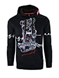 SCREENSHOT-H1122 Mens Urban Hip Hop Premium Fleece Hoodie - Head Lifting Paisley Cartoon Teddy Bear Fashion Hooded Sweatshirt-Black/Black-Large