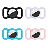 Air Tag Dog Collar Holder Compatible with Apple Airtag Case 4 Pack, LDHTY Air Tag Holder Accessories, Airtags Protective Cover Silicone for Dogs Cat Pet Collar Backpacks, Black/Blue/Purple/Pink