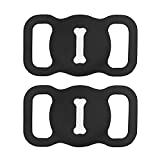 Holder Compatible for AirTag AirTag on Dog Collar Silicone Case Cover Accessory for Pets Cats Compatible with Apple Finder Location Tracker Black Pack 2