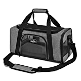 Wakytu TSA Approved Pet Carrier for Small Medium Cats and Dogs, Dog Carrier Travel Bag with Adequate Ventilation, 5 Mesh Windows, 3 Entrance, Locking Safety Zippers, Padded Shoulder and Carrying Strap