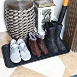 Indoor/Outdoor Waterproof Durable Rubber Rubber 15" x 30" Utility Pet Tray for Entryway, Backyard, Garage, 15" x 30", Tray Black