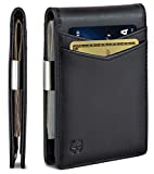 SERMAN BRANDS Money Clip Wallet - Mens Wallets slim Front Pocket RFID Blocking Card Holder Minimalist Mini Bifold (Charcoal Black Transformer)