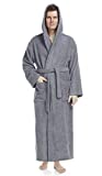 Arus Men's Hooded Classic Bathrobe Turkish Cotton Robe with Full Length Options (L-XL Long,Gray)
