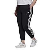 adidas Women's Plus Size Essentials Warm-Up Slim Tapered 3-Stripes Tracksuit Bottoms, Core Black, 3X