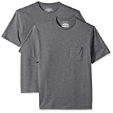 Amazon Essentials Men's 2-Pack Regular-Fit Short-Sleeve Crewneck Pocket T-Shirt, Charcoal Heather, Large