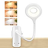 CUHIOY LED Reading Light, Eye Protect Clip On Lamp for Bed Headboard, 28 LED Bed Reading Lights, USB Rechargeable Book Light for Kids, 9 Settings Clip On Desk Lamp, Led Clip Light with Flexible Neck