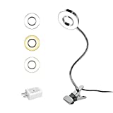 LED Reading Light, Dimmable Clamp Lamp for Bed Headboard, Bedroom, Office, 3 Modes 9 Dimming Levels, Flexible Clip Light, Adapter Included, 7W, Silver