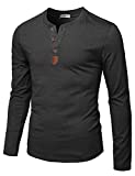 H2H Mens Casual Slim Fit Basic Henley Long Sleeve T-Shirt Charcoal US L/Asia XL (CMTTL0103)