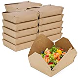[50 Pack] 54 oz Paper Take Out Containers 8.5 x 6 x 2" - Kraft Lunch Meal Food Boxes, Disposable Storage to Go Packaging, Microwave Safe, Leak Grease Resistant for Restaurant and Catering