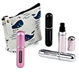 Travel Cologne Sprayer Pocket Perfume Bottle Refill, 4 Pcs Mini Cologne Bottle Travel Size Cologne Easy Fill Perfume Atomizer, Portable Perfume Dispenser Refillable Bottles with Bag, Random Color