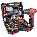 jar-owl 16.8V tool kit with drill Cordless Drill Set & Home Tool Kit, Power Tool Drill set kit with 2 Batteries and Plastic Toolbox Storage Case, 108 Piece